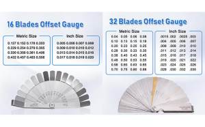 Durable Portable 16Blades 0.127 to 1MM Feeler Gauge/32 Piece Combination Feeler Gauge Arc Stainless Steel Feeler Gauge Universal