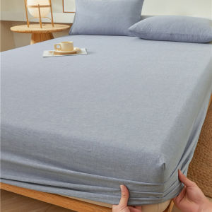 Japanese Style Pure Cotton Three-Piece Bedding Set Washed Bedding Cover Pure Cotton Mattress Protector Case Geometric Pattern