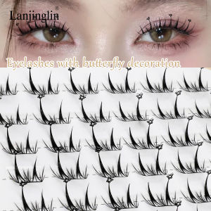Lanjinglin 6 Rows Cluster Lashes Butterfly Eyelashes Cluster Natural Eyelash Extension 3D Natural Individual Eyelashes Cluster