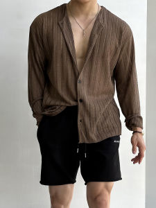 เสื้อยืดคอกลมแขนยาวถักหลวมๆ สไตล์เกาหลีสำหรับผู้ชาย ดีไซน์เรียบง่าย สไตล์ลำลอง เสื้อคลุมคาร์ดิแกนเปิดหลวมๆ ดีไซน์ทันสมัย