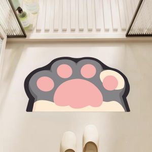 VIKAMA Adorable Cartoon Cat Paw Diatomite Bathroom Floor Mats Absorbent Non Slip Bathroom Foot Mats Cute Ins Style Home Decor