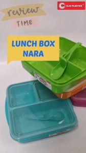 Lunch Box Nara free sendok / Tempat Nasi 3 Sekat / Tempat Bekal Clio / Lunch Box Plastik Nara