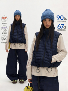 JNXS | Áo Gile Bông Nylon Sáng Mắt Có Mũ Trùm Đầu Ẩn In Hình