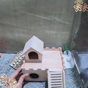 Rumah kayu Hamster Premium 2 Lantai dengan Tangga