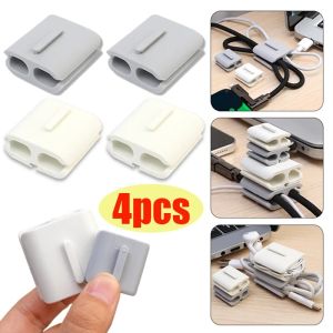 4Pcs Soft Silicone Cable Organizer USB Charging Wire Management Headphone Cables Organizer Under Desk Charger Cord Connectors