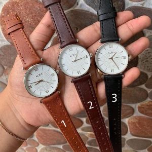 Jam Tangan Alba Wanita Tali Kulit Terbaru Ready Stok ☑️ JAM Tangan Cewek Water Resistant Free Batrai Cadangan | JAM Tangan Kasual Analog Quart Strap Kulit Fashion Wanita | Jam Tangan Fashion Cewek