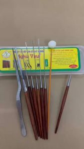 Bộ lấy ráy tai 9 dụng cụ chuyên nghiệp cán GỖ Nghĩa Vina có hộp nhựa .