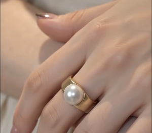 Viviann Original Kpop Cute Pearl Adjustable Rings For Women Circle Minimalist Ring Mini Pearl Thin Ring For Women Minimalist Slim Finger Dainty Ring Accessories Gold Color Jewelry Gift For Girls
