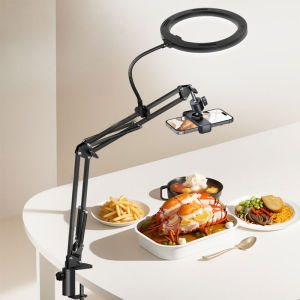 Overhead Tripod for Phone with Ring Light Desktop Cellphone Bracket for Video Shooting Table Mobile Mount for Filming Recording