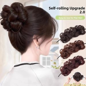 Natural Looking Hair Extension Womens Knot Bun Hair Accessory Self-Winding Fake Hair Circle Lazy Girl Hair Styling Tool