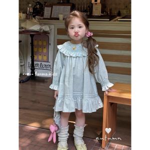 Girly Plaid Dress with Peter Pan Collar for Toddler