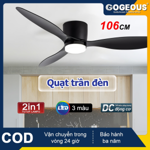 GOGEOUS【Miễn phí vận chuyển】Quạt trần phòng khách đèn quạt trần quạt trần đèn quạt trần phòng ngủ quạt trần có đèn cư-Quạt trần thấp 3 cánh siêu mat lắp phòng khách-ngủ-bếp phù hợp với trần từ 23mcó đảo chiềuđèn 3 chế độ
