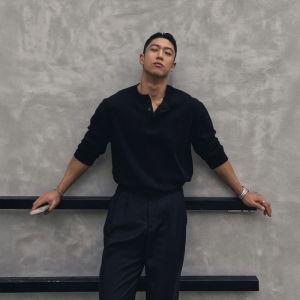 Áo Thun Dài Tay Rộng Rãi Cổ Henry Dành Cho Nam Áo Thun Cơ Bản Mùa Thu Thường Ngày Chống Thấm Nước Chống Nhăn Thoải Mái