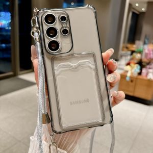 Crossbody Lanyard Hang Strap Case For Samsung Galaxy S26 S25 S24 S23 S22 S21 Note20 Ultra Shockproof Card Holder Wallet Cover