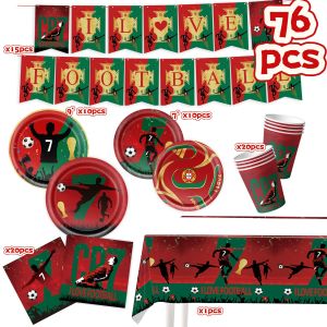 Hasbro | Spanish Football Player Theme Party Decoratiaons Soccer Star Balloon Set Cr&7 Backdrop Banner Props Tablecloth Plate Paper Cup