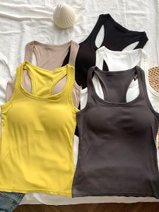 SelfLoveBuying Camisole Bottoming Tank Top with Chest Pad Womens U-neck Vest Slim Fit Slimming Outer Wear TopX1013
