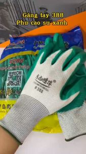 {COMBO 12 ĐÔI} Găng Tay 12 Đôi mã 388 Phủ Cao Su XANH LÁ -găng tay bảo hộ lao động_ găng tay lao động phủ sơn