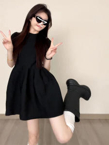 SUHUIQIAN | Waist Shaping Stylish Black Summer Dress