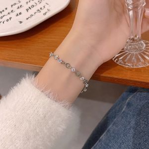 🎀🎀🎀17 MILE Silver Bracelet Simple Heart Zircon Bracelets for Best Friend Jewelry Accessories(Made in China)🎀🎀🎀