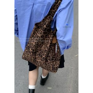 Suede Large Capacity Bag Womens Autumn 2024 New Arrival Tide Korean Style Leopard Print Tote Bag Casual Shoulder Underarm Bag