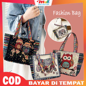 MALL Tas ToteBag Wanita Fashion Retro Korea Dengan Resleting Tas Bahu Kanvas BAG01