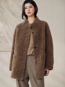 Roey s house | Vintage Wool Coat with Fur Collar for Women Winter Warmth