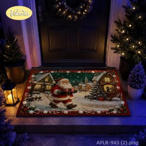 Thảm Chùi Chân Hình Ông Già Noel Ca Rô Màu Đỏ Và Đen VIKAMA Thảm Mềm Chống Trượt Trong Nhà/ngoài Trời Dùng Để Trang Trí Lối Vào Nhà Và Phòng Tắm