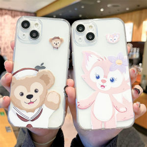 Cartoon Lingna Bear Phone Case Silicone Protective Cover Full Protection for  14 plus 13 12 Mini 11 15 pro Max Couples