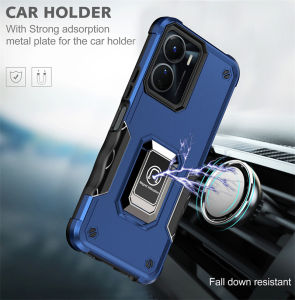 Phone Case for VIVO Y16 Y02S Y02A Y02 Y35 Y22S Y20 Y20i Y20S Y12S Y12A Y21 Y21S Y21T Y33S Y33T T1X Y11 Y12 Y15 Y17 Y15A Y15S Y91 Y93 Y95 Y91i Y91C Y1S Y76 Y76S V25 Pro Luxury Magnetic TPU Shockproof Hard Case + Metal Ring Bracket