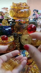 【READY STOCK】Crystal Copper Coin Set/Glass Five Emperors/Qianlong Tongbao Coin Collection/Brings Wealth Gathers Fortune