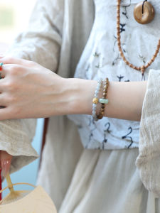 Premium High-End Sandalwood Bracelet for Women Genuine Natural New Chinese Style Turquoise Peace Running Ring Bean Cumin