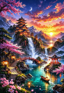 Jigsaw Puzzle 500/1000/1200/2000PCS Ancient Chinese Landscape Scenery Art Brain Teaser Puzzle Calming Hobby Gift