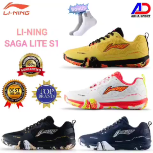 Bonus Kaos Kaki ! Li-Ning SAGA LITE S1 AYTV069 Sepatu Badminton Bulutangkis