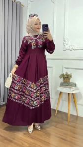GAMIS TWILL KEKINIAN CAP COLET MOTIF BUNGA GAMIS BUSUI BISA COD