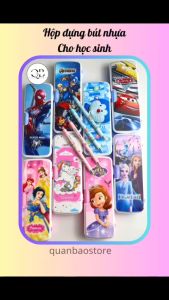 Túi đựng bút học sinh bằng vải 1 ngăn in hình họa tiết cute dễ thương dành cho bé trai và bé gái.