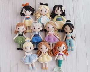 Công Chúa Disney Tuyết Trắng Lọ Lem Elsa Móc Sợi Handmade Búp Bê Chất Liệu Bộ Thành Phẩm Sáng Tạo Cho Mọi Người