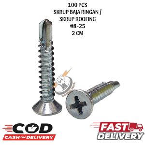 Skrup Baja Ringan/Skrup Roofiing 2cm 1 bungkus isi 100biji 100pcs / Skrup  CML # 8-25 TAIWAN QUALITY