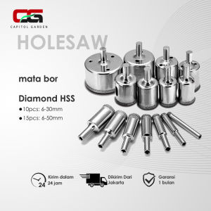 Set 15 PCS 6mm-50mm Mata Bor Kaca Granit Keramik Marmer Batu / Mata Bor Set Diamond Coated Hole Drill Bit