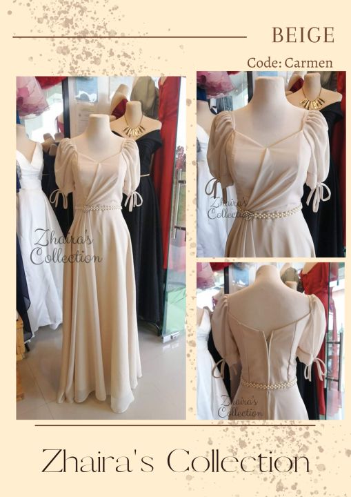 beige dress for wedding sponsor Chiffon V Neck Beige Bridesmaid Dresses Long with Slit fitted wedding –  Siaoryne main image 1