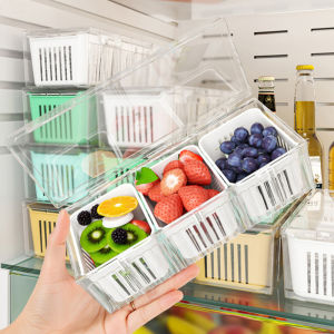 3/6 Grids Refrigerator Storage Boxes Garlic Onion Pepper Organizer Fruit Vegetable Drain Crisper Box Kitchen Sealed Containers