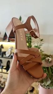 Giày sandal nữ cao gót 5cm hàng hiệu rosata hai màu đen nâu thời trang cao cấp ro584