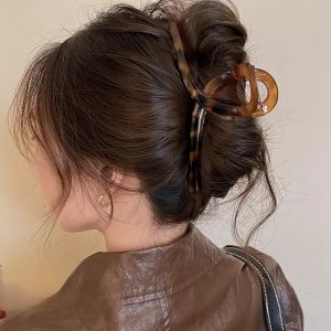 Vintage Leopard Print Hair Claw Clip Large Rectangular Secure Hold Hair Clip for Updos Elegant Hair Accessories Women Headwear