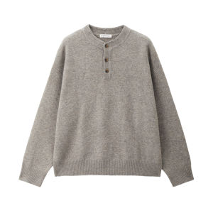 Giordano Designer Knitted Sweater Mens Loose Fit Half Open Buttoned High Neck Thick Winter Fashion Urban Style Long Sleeve