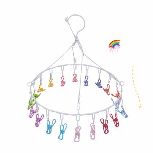 Stainless Steel round Clothesline Windproof Multi-clamp Socks Drying Rack Baby Clothes Hanger Home Use Balcony Storage Organizer