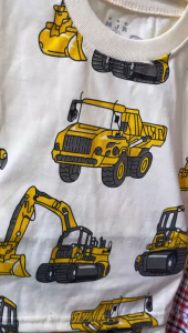 Setelan Baju Anak Laki-laki Katun Adem dan Nyaman Motif Mobil Axcavator Usia 3 Bulan-10 Tahun Baju Anak Laki-laki Katun Adem dan Nyaman