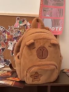 Cute Capybara Backpack Plush Girls School Shoulder Large Capacity Kawaii Schoolbag Beg Sandang