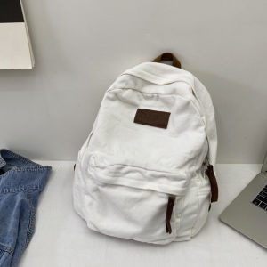 Large Capacity Canvas Backpack for Women High School Students American Style Retro Double Shoulder Bag Computer Bag Simple Design