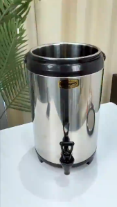 SHANBEN Commercial Insulated Milk Tea Bucket Stainless Steel 6/8/10/12L Hot Cold Water Kettle with Faucet for Milk Tea Shop Cafe Business Use