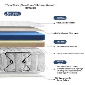 Adjustable Firmness Washable No Glue Spinal Support Childrens Mattress