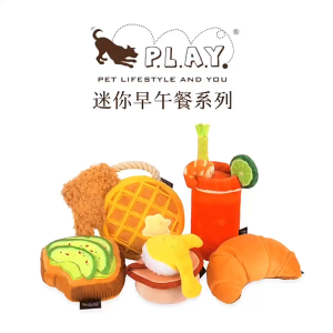 P.L.A.Y. Barking Brunch Dog Plush Toy | Squeaky Crinkle Brunch Toy | Small to Large Dogs
